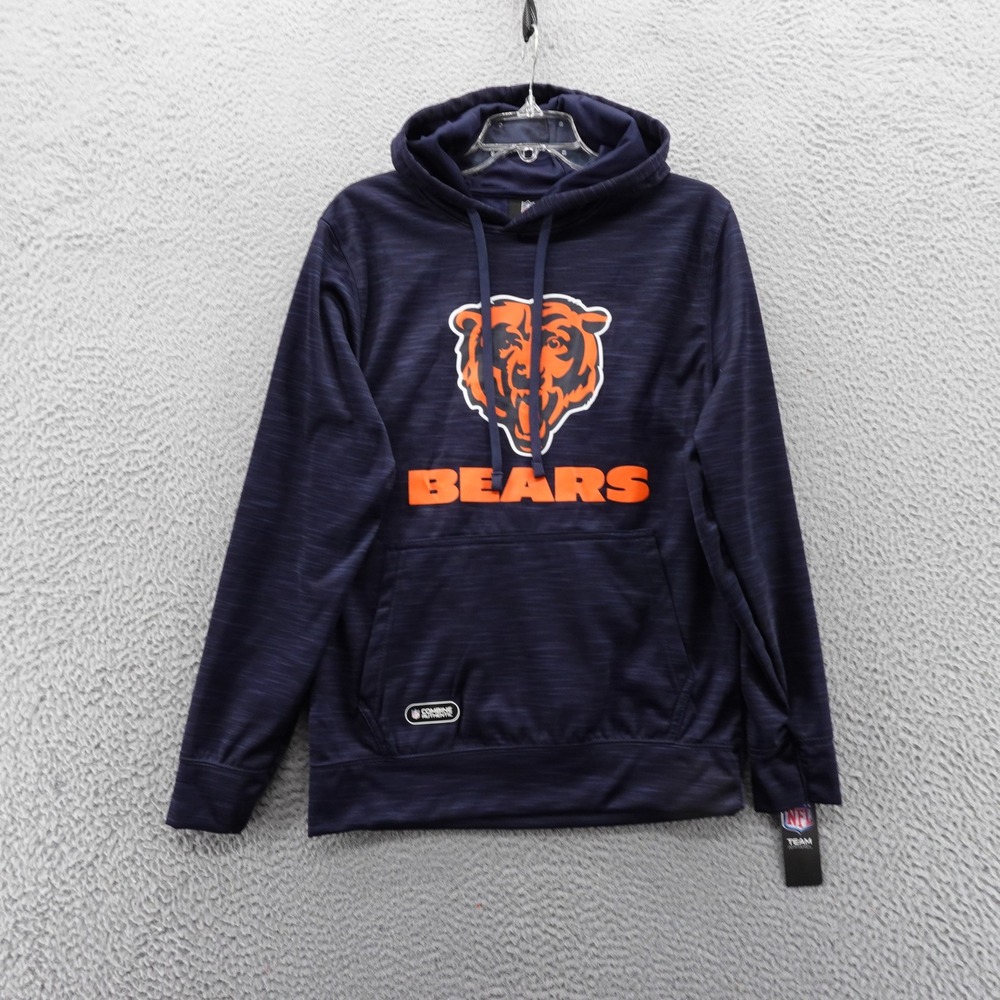 NFL Team Apparel Chicago Bears Mens Small Blue Space Dye‎ Pullover Hoodie NEW